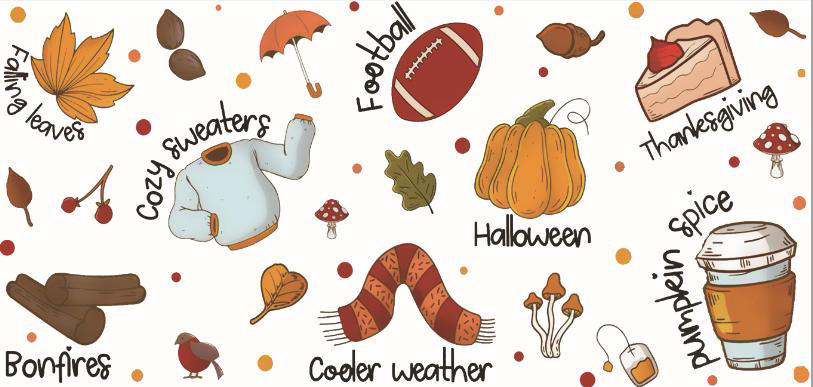 Fall Vibes Print 16oz UVDTF Transfer - Preorder