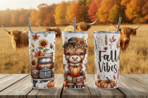Fall Vibes Cow Print 16oz UVDTF Transfer - Retail