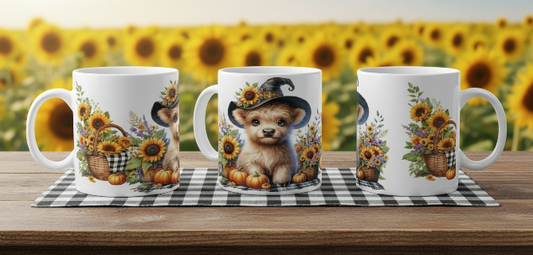 Fall Time Highland Cow Print 16oz UVDTF Transfer - Retail