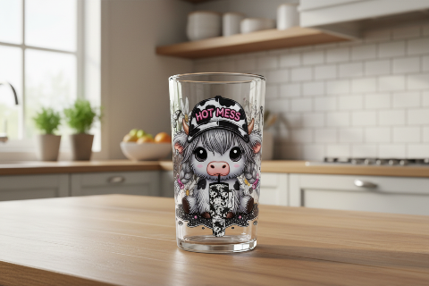 Hot Mess Cow Print 16oz UVDTF Transfer - Retail