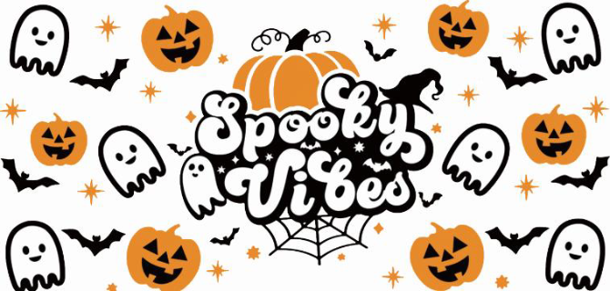 Spooky Ghost Vibes Print 16oz UVDTF Transfer - Preorder