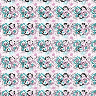 Green & Pink Flowers on White Background