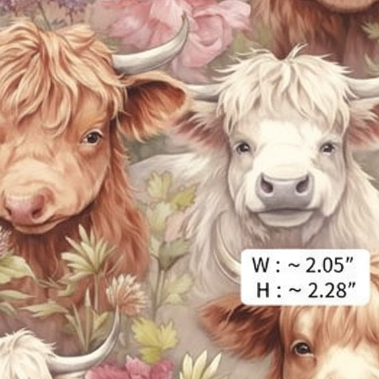 Cute Highland Cows & Flowers - Retail
