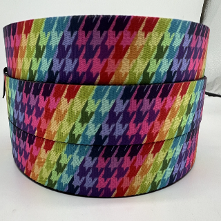 1.5" Rainbow Houndstooth Seatbelt Webbing - Retail