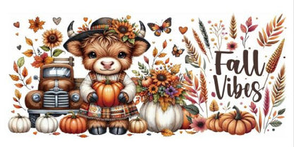 Fall Vibes Cow Print 16oz UVDTF Transfer - Retail