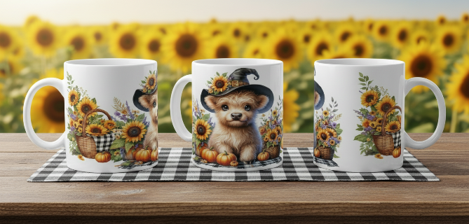 Fall Time Highland Cow Print 16oz UVDTF Transfer - Retail