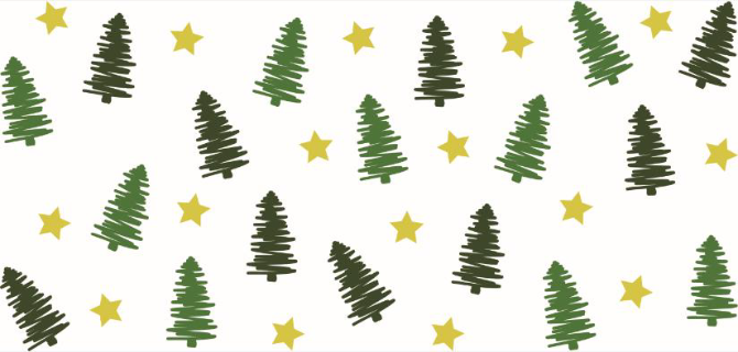 Christmas Tree Sketch Print 16oz UVDTF Transfer - Preorder