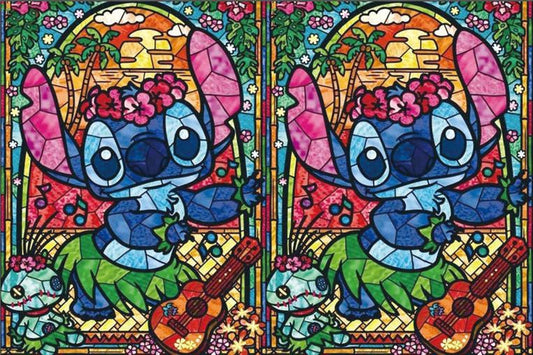 Blue Alien-Stained Glass Double Panel - Preorder