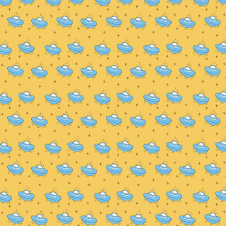 Blue UFO Ship w. Yellow Background