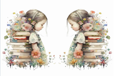 A girl and her books Panel