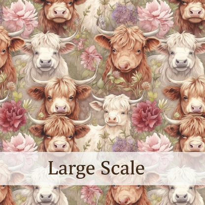 Cute Highland Cows & Flowers - Retail