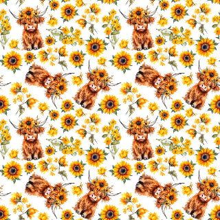 Highland Cow with Sunflowers - Preorder